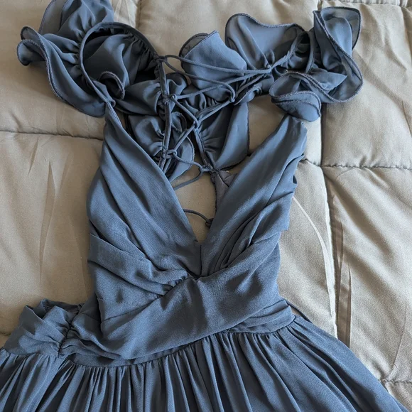 Lulu's Deep Blue Backless Dress - Picture 3 of 4